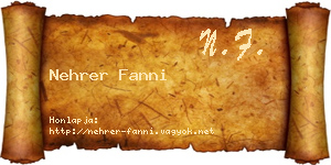 Nehrer Fanni névjegykártya